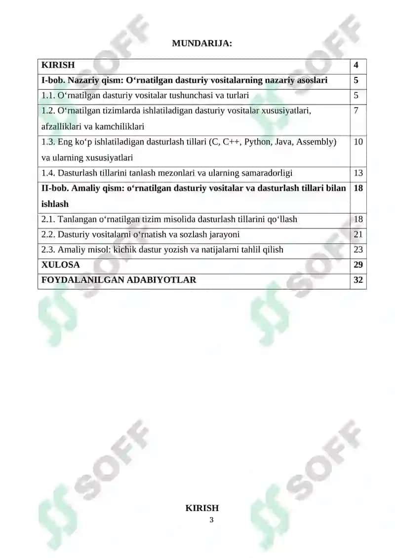 O'rnatilgan dasturiy vositalar va dasturlash tillari sharhi 3