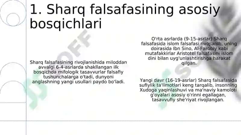 Falsafiy tafakkur taraqqiyot bosqichlari. Sharq falsafasi 3