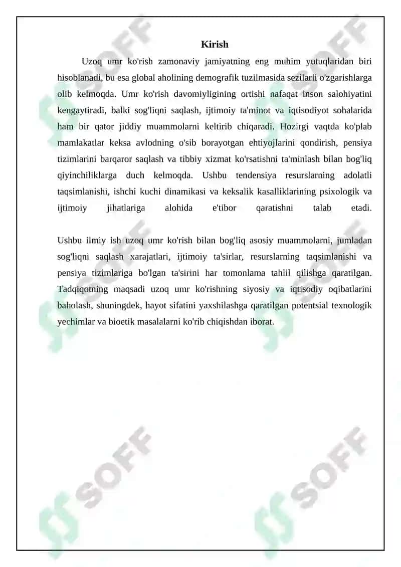 Uzoq umr ko'rishning ijtimoiy-iqtisodiy oqibatlari 3