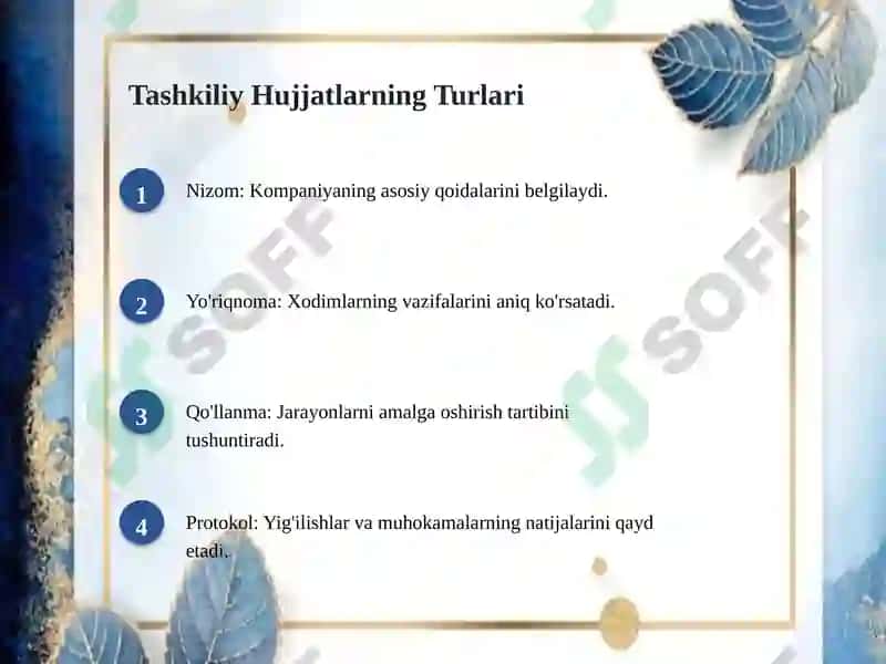 Tashkiliy Hujjatlar: Vazifalari va Turlari 3