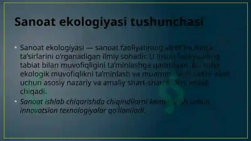Sanoat ekologiyasi haqida umumiy malumotlar 3