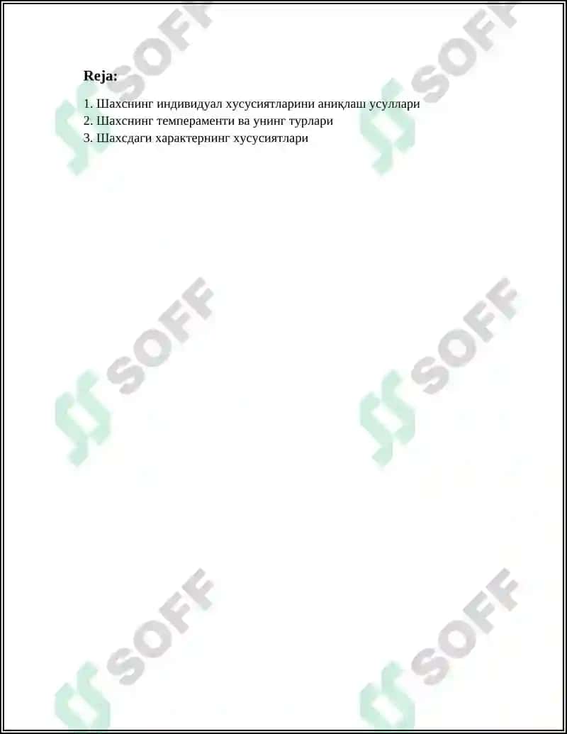 Шахснинг индивидуал хусусиятлари ва уларни диагностика қилиш REFERAT 3