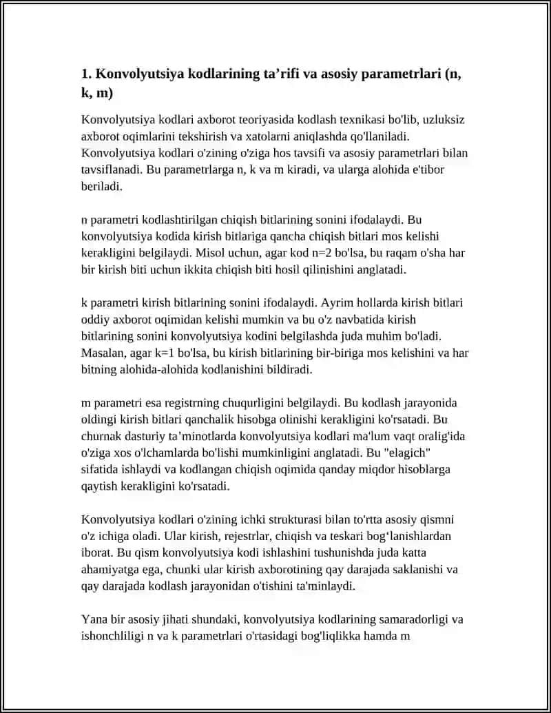 KONVOLYUTSIYA KODLARINING TASNIFI 3
