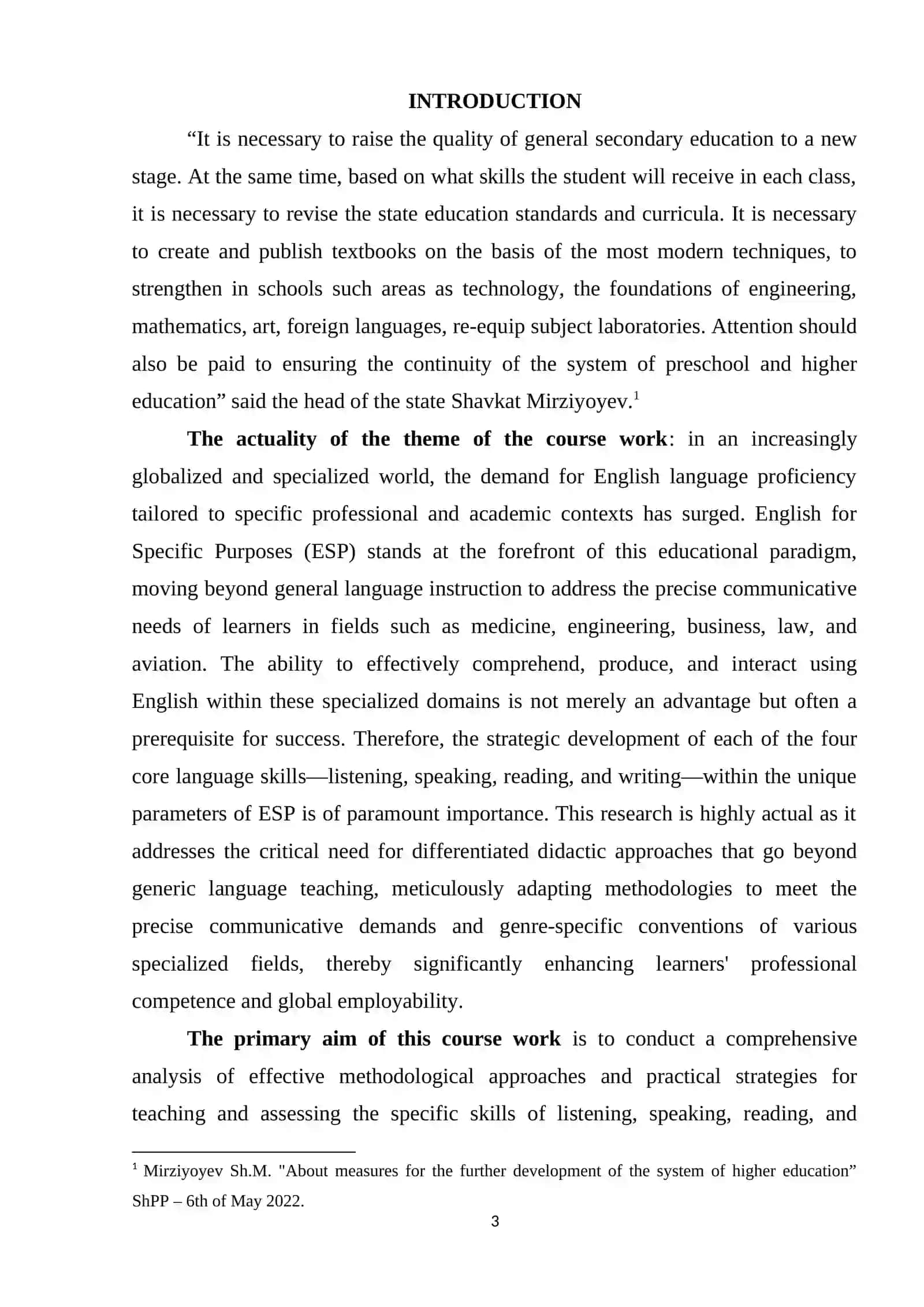English for Specific Purposes (ESP) Course Work 3