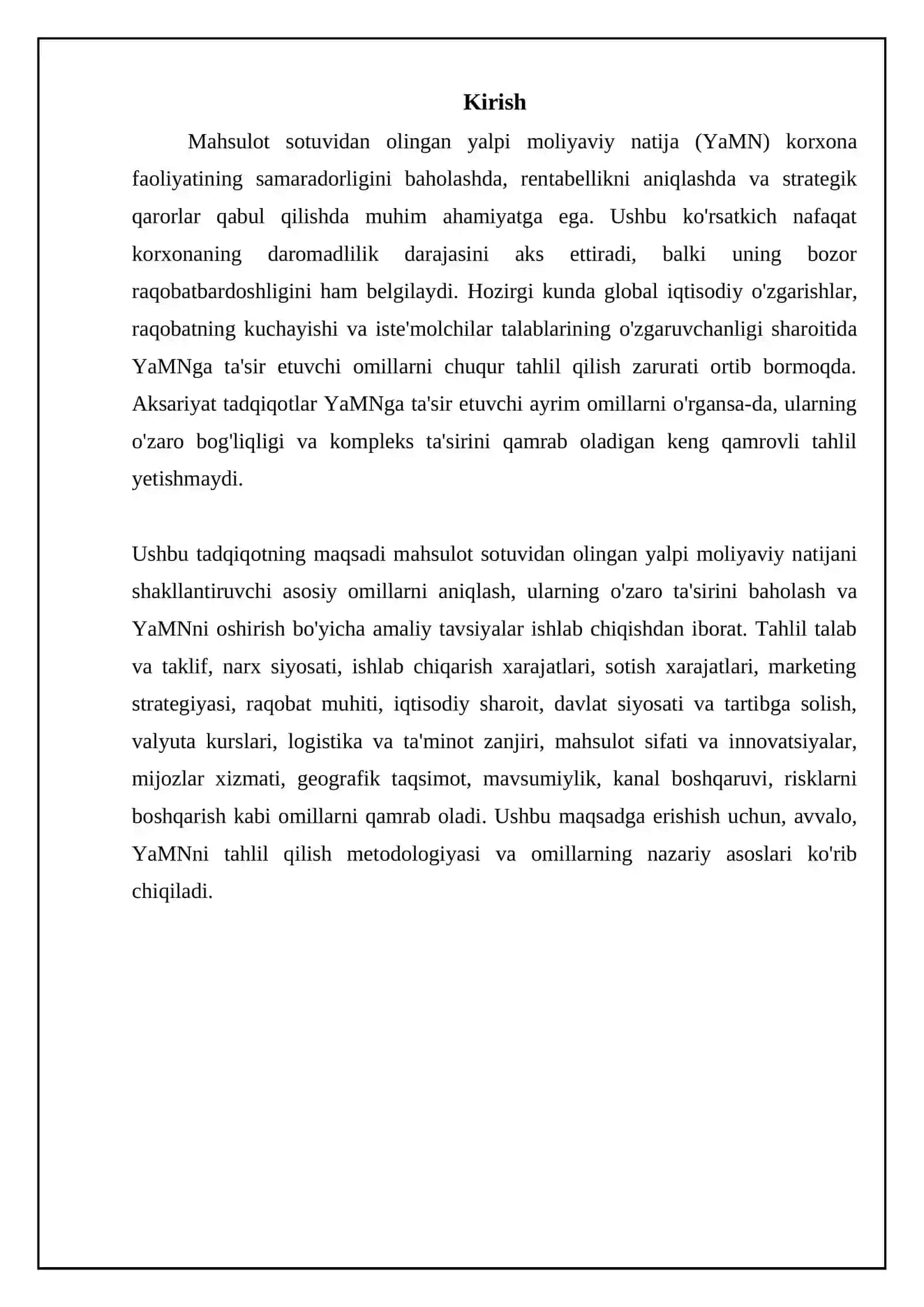 Mahsulot sotishdan koʻrilgan yalpi moliyaviy natija va unga taʻsir etuvchi omillarni tahlili 3