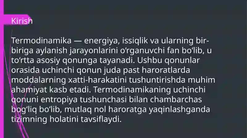 Termodinamikaning uchinchi qonuni 3