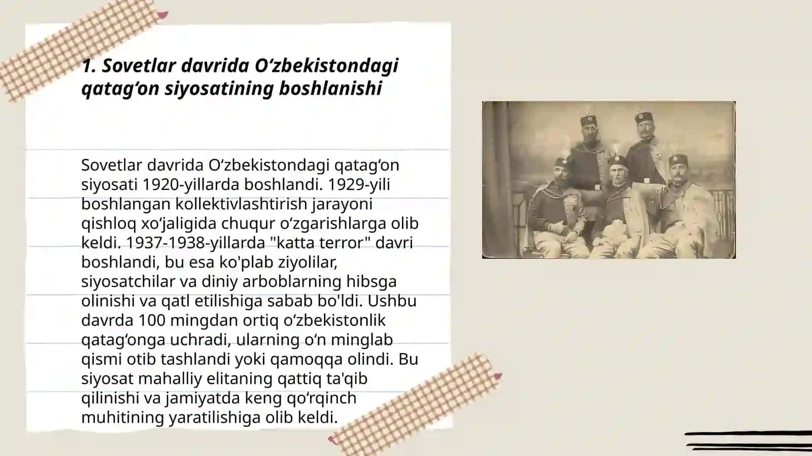 1917-1953-yillar mustabid sovet tuzumining O'zbekistondagi qatagʻonlik siyosati va uning asoratli oqibatlari 3