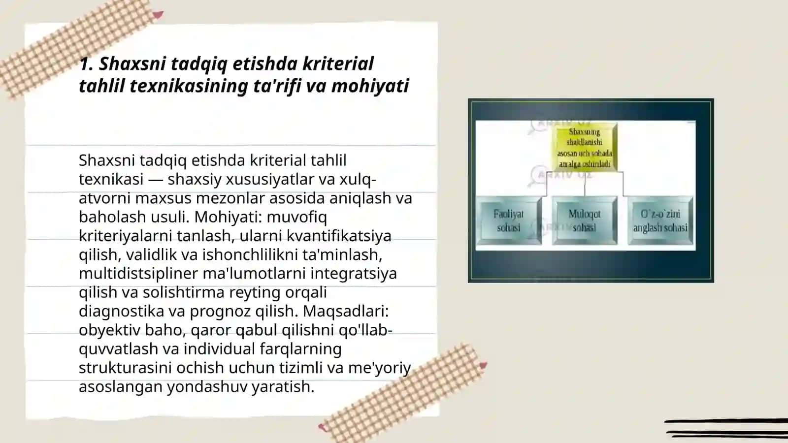 Shaxsni tadqiq etishda kriterial tahlil texnikasi 3