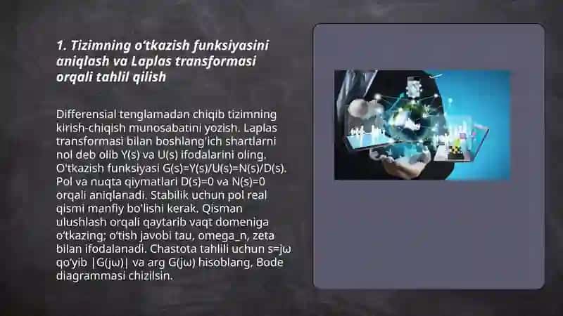 Tizimlarning o'tuvchi va chastotali xarakteristikalarini aniqlash 3