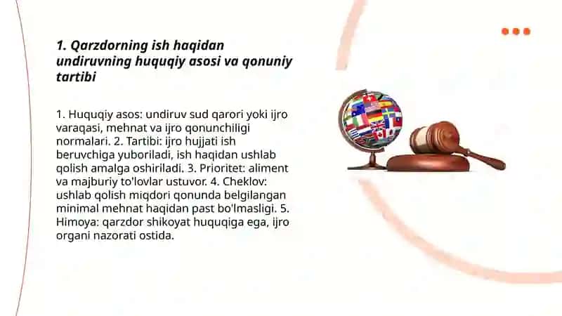 Qarzdorning ish haqi va unga tenglashtirilgan to’lovlarga nisbatan undiruv 3