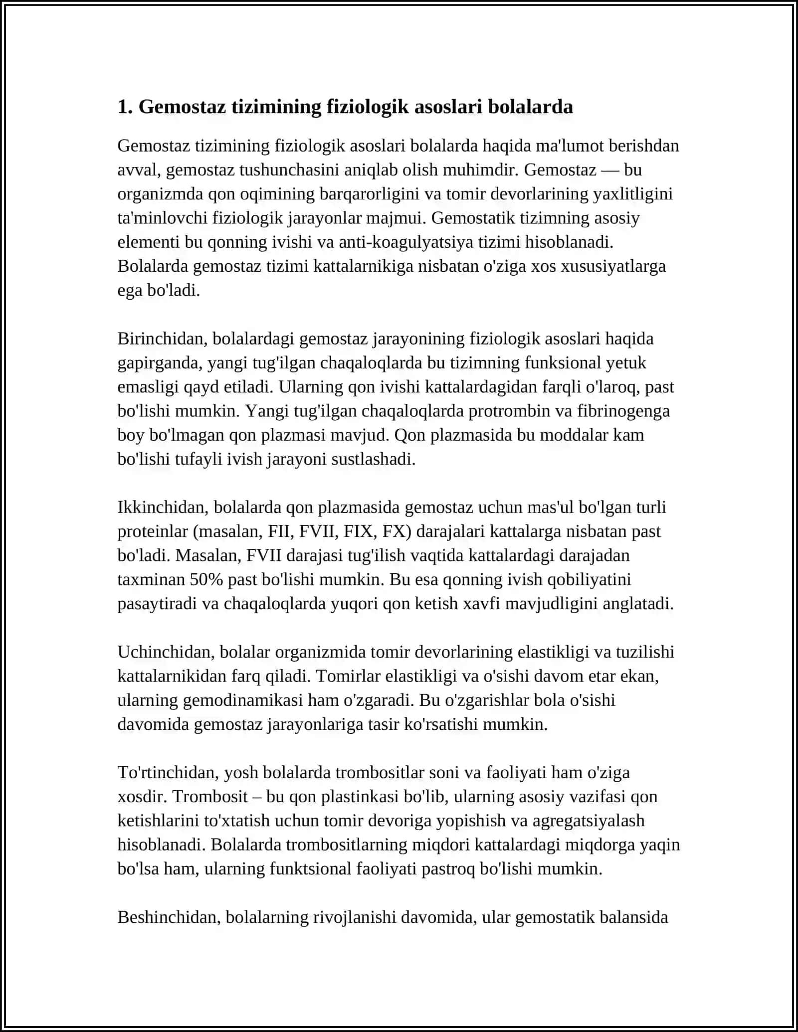 BOLALARDA GEMOSTAZ TIZIMI 3