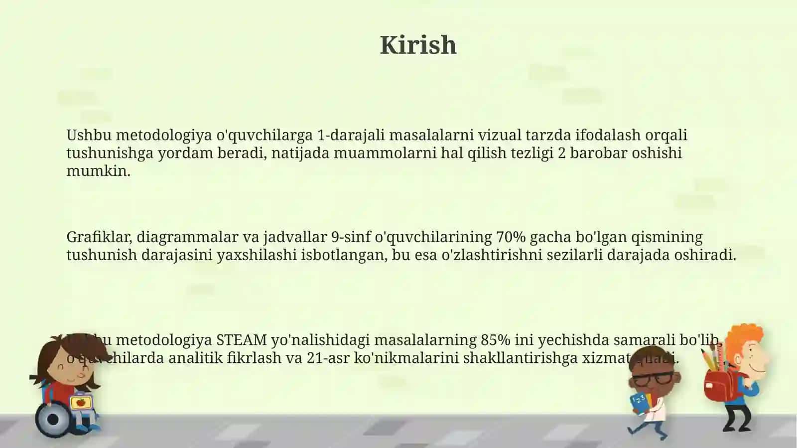 Masalalarni sodda grafiklar, diagrammalar, jadvallar orqali o'qitish metodikasi 3