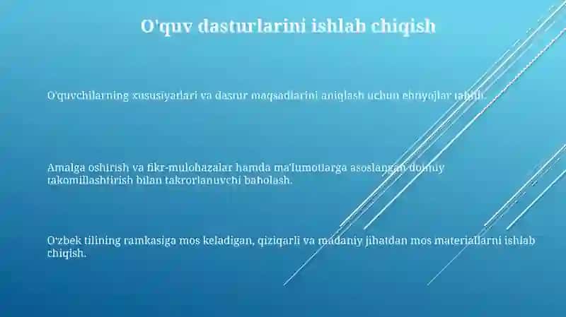 O'zbek tilida o'qitish dasturini yaratish va takomillashtirish 3