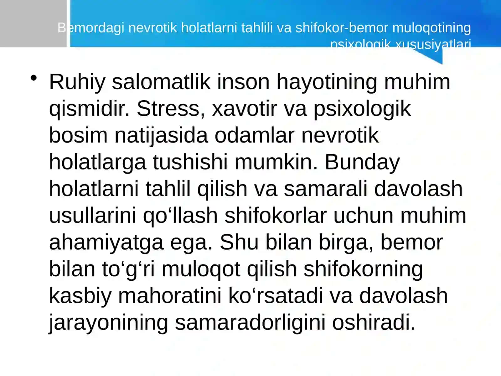Bemorlarda Uchraydigan Nevrotik Holatlarni Tahlili va Shifokor-Bemor Muloqotining Psixologik Xususiyatlari 3