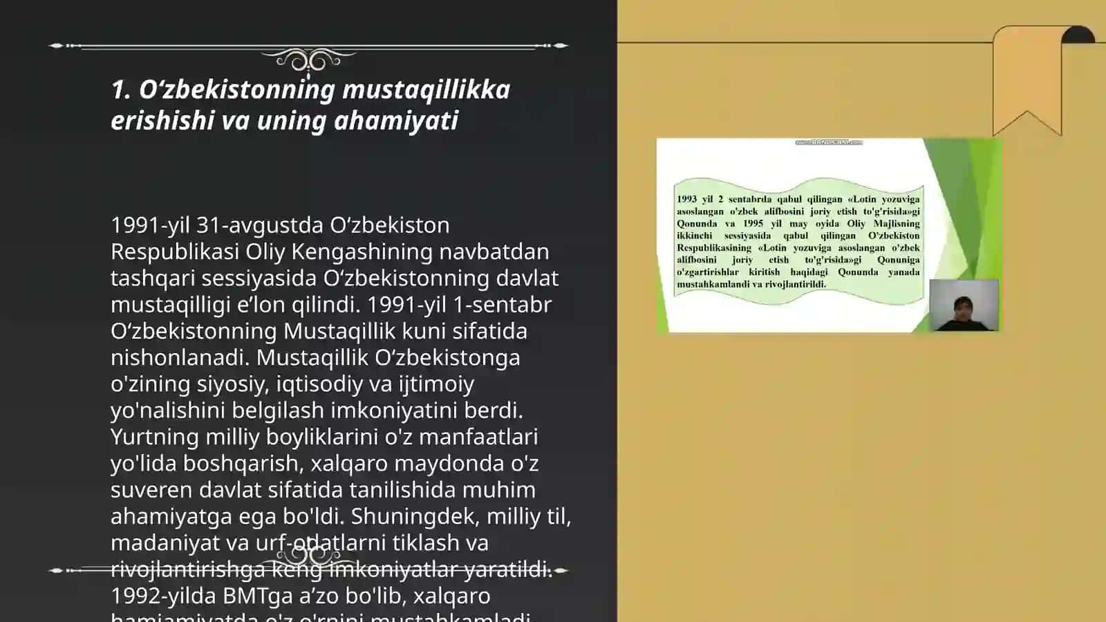 Mustaqillik yillarida Oʻzbekistonda maʼnaviy va madaniy taraqqiyot 3