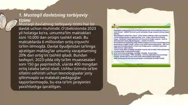 Mamlakatning tarbiyaviy tizimi uning mustaqillik milliy taraqqiyot yo'li. 3