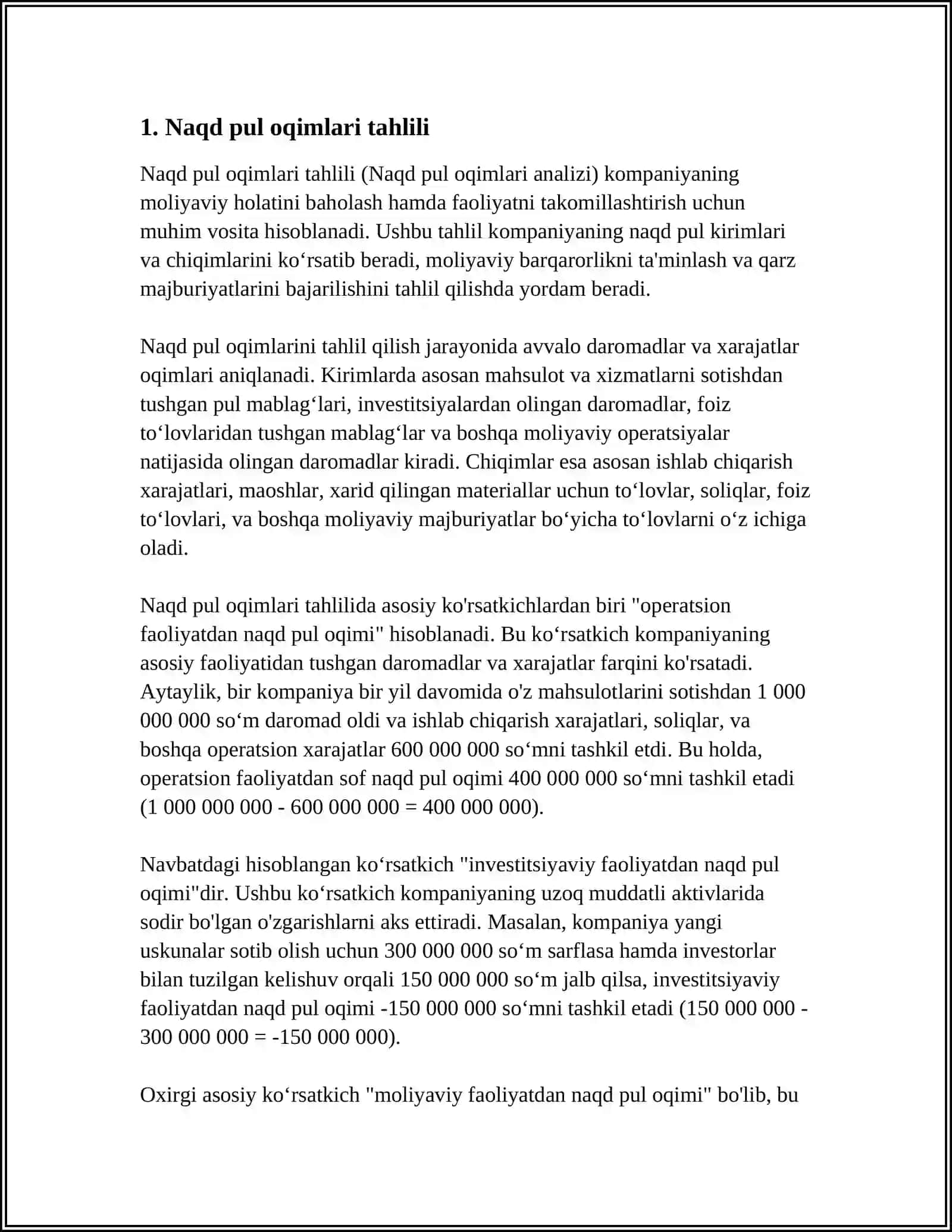 BIZNESDAGI PUL OQIMLARI HARAKATI 3
