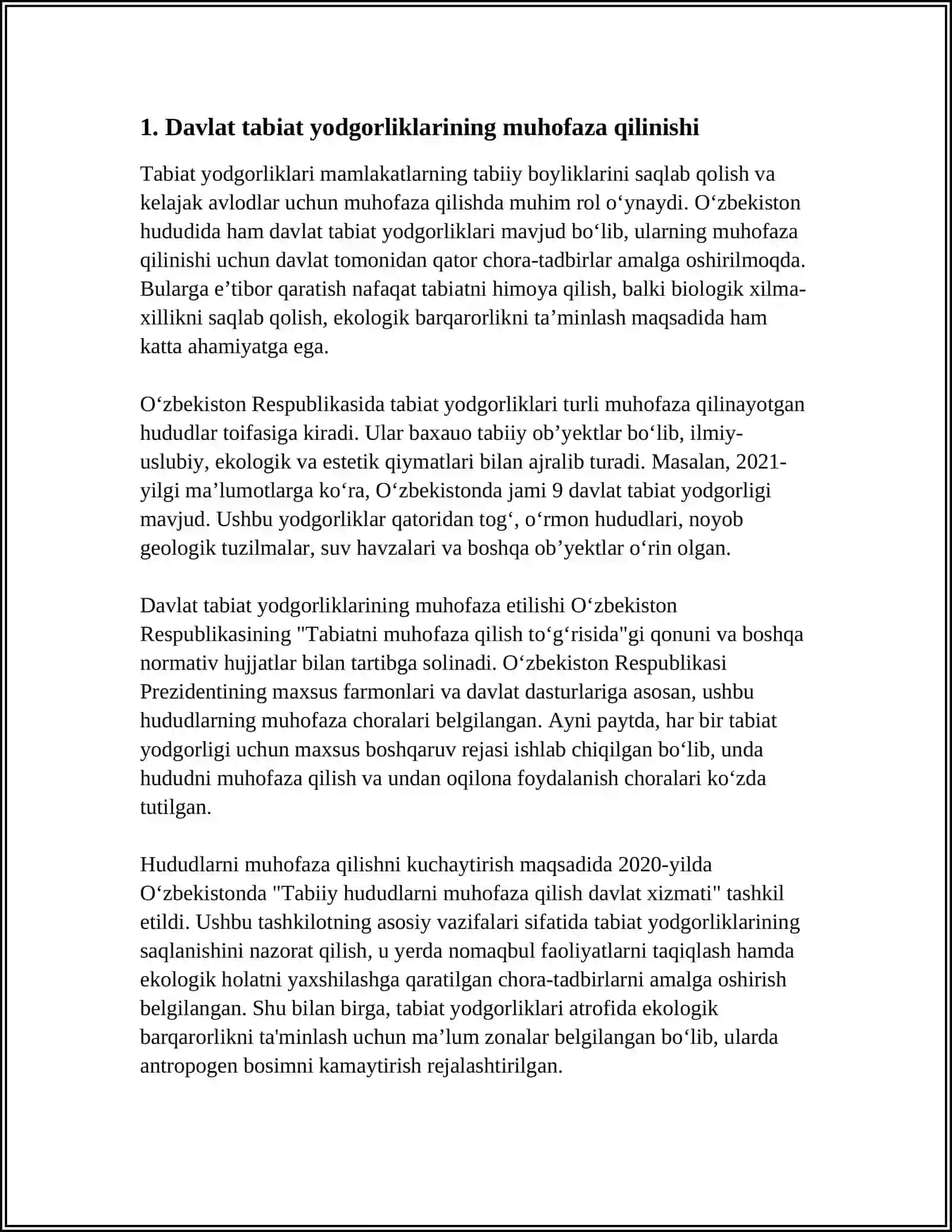 DAVLAT TABIAT YODGORLIKLARI 3