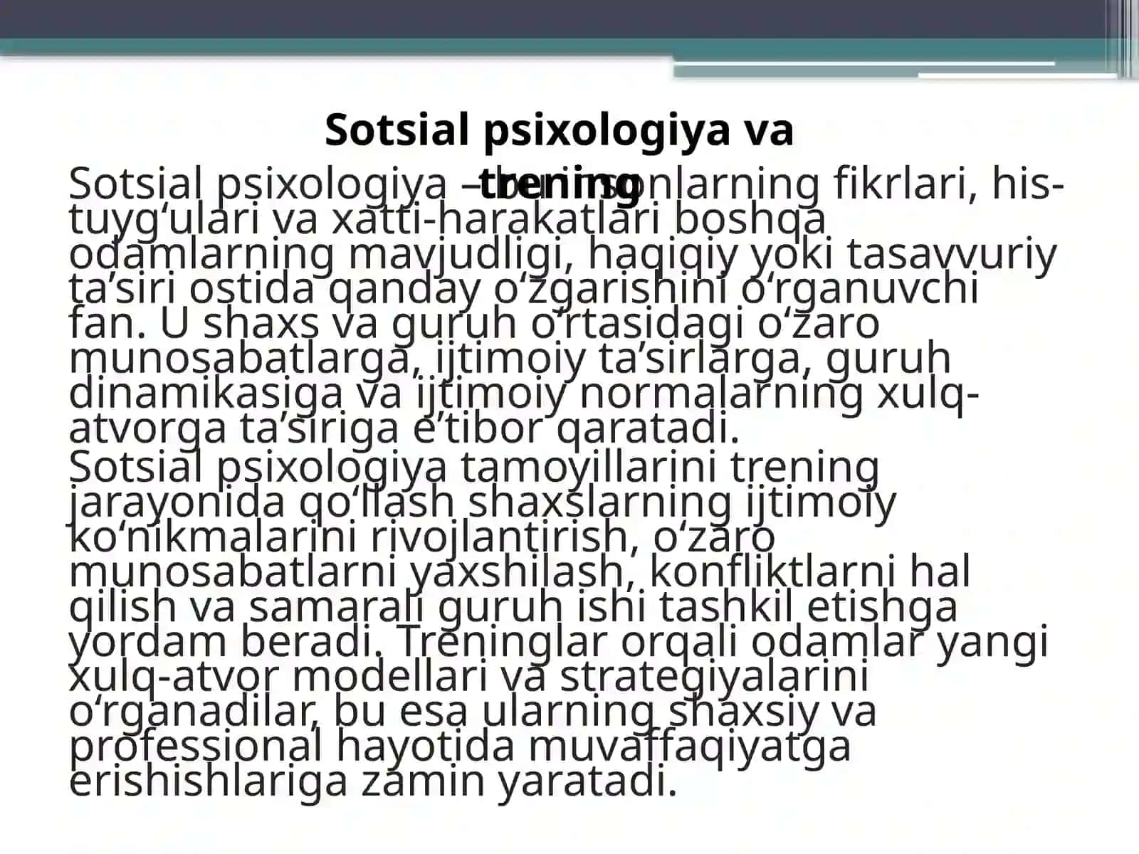 SOTSIAL PSIXOLOGIK TRENINGDA XATTI-HARAKATLAR NAZARIYASI 3