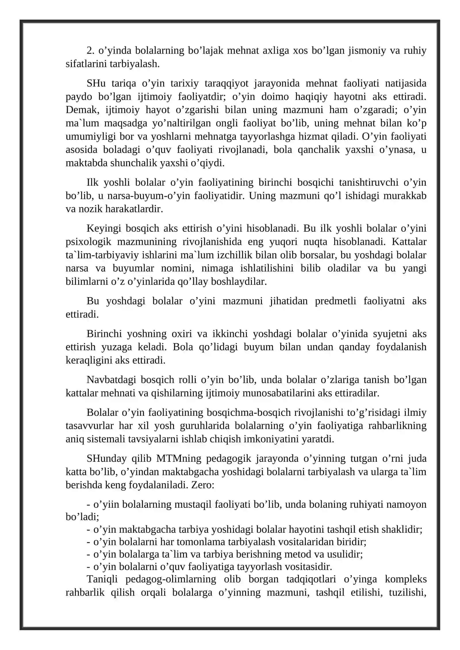 O’YIN – BOLA FAOLIYATINING ASOSIY TURI 3