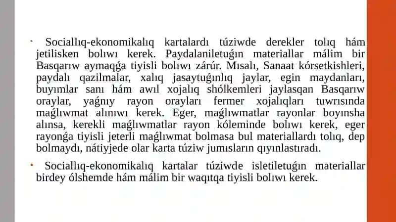 3-TEMA. SOCIALLIQ-EKONOMIKALIQ KARTA HÁM ATLASLARDI DU'ZIW USHIN PAYDALANILATUǴIN DEREKLER 3
