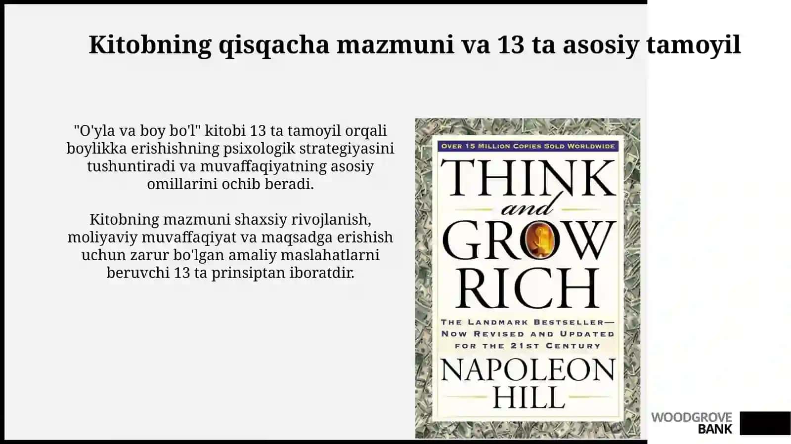 Think and grow rich kitobi bóyicha mazmuni va mantiqi slayd 3