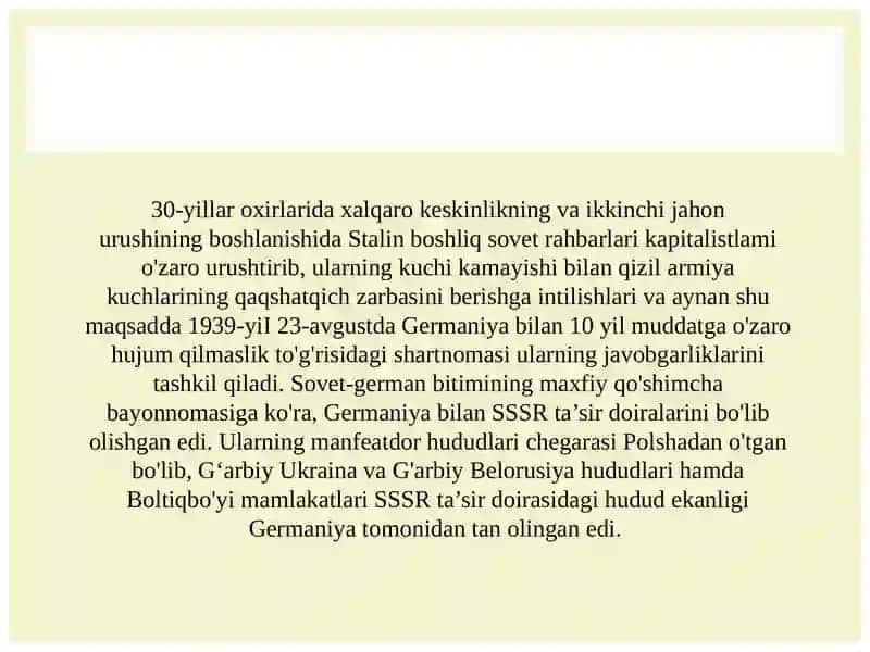 Ikkinchi jahon urushi yillarida 0‘zbek xalqining fashizm ustidan qozongan g‘alabaga qo‘shgan hissasi 3