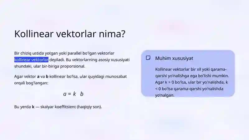 Kollinear va Komplanar Vektorlar 3