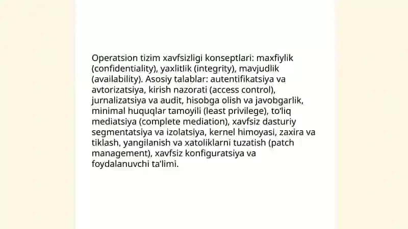 Operatsion tizimlar havfsizligini ta'minlash 3
