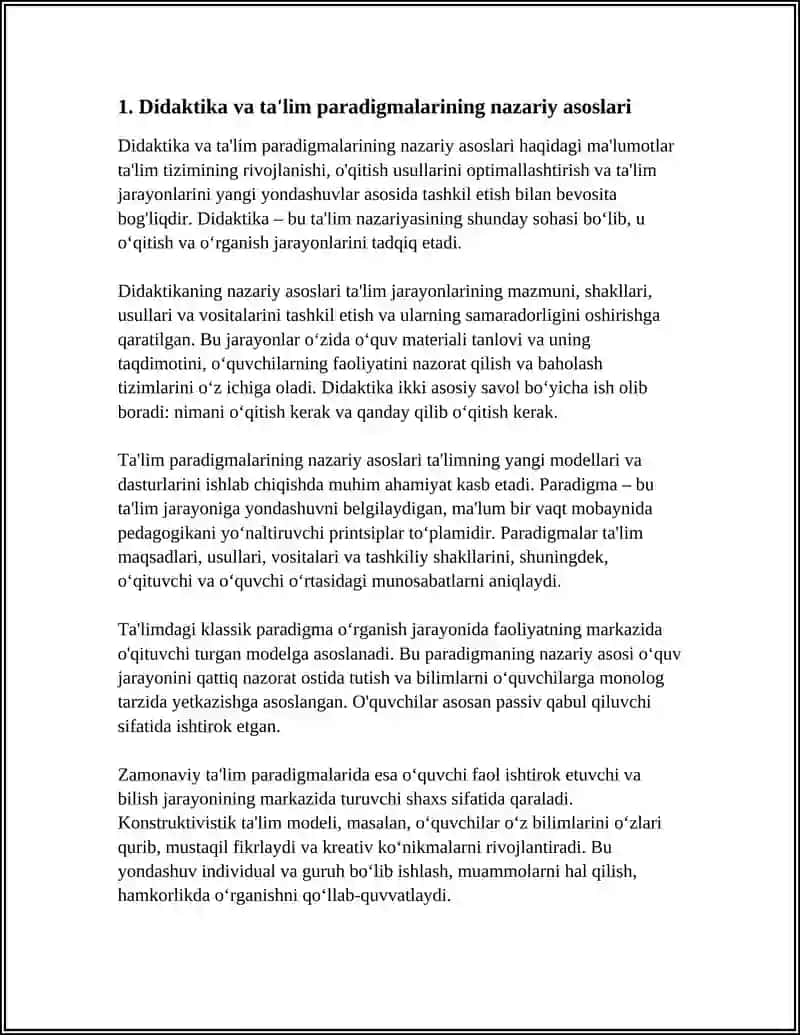 DIDAKTIKA TAʼLIM NAZARIYASI SIFATIDA TAʼLIM PARADIGMALARI 3