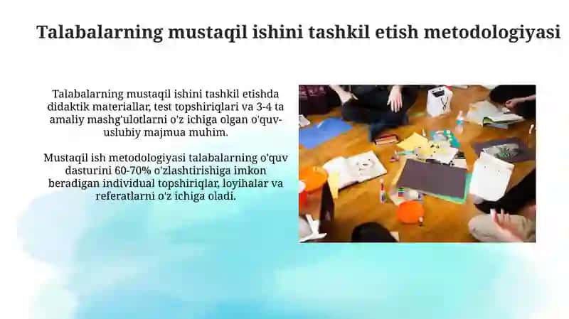O'quvchilarning mustaqil ishlarini tashkil etish metodikasi 3