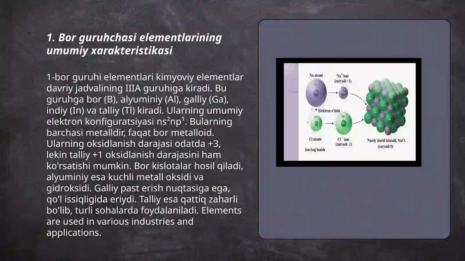Bor guruhchasi elementlarining umumiy xarakteristikasi 3