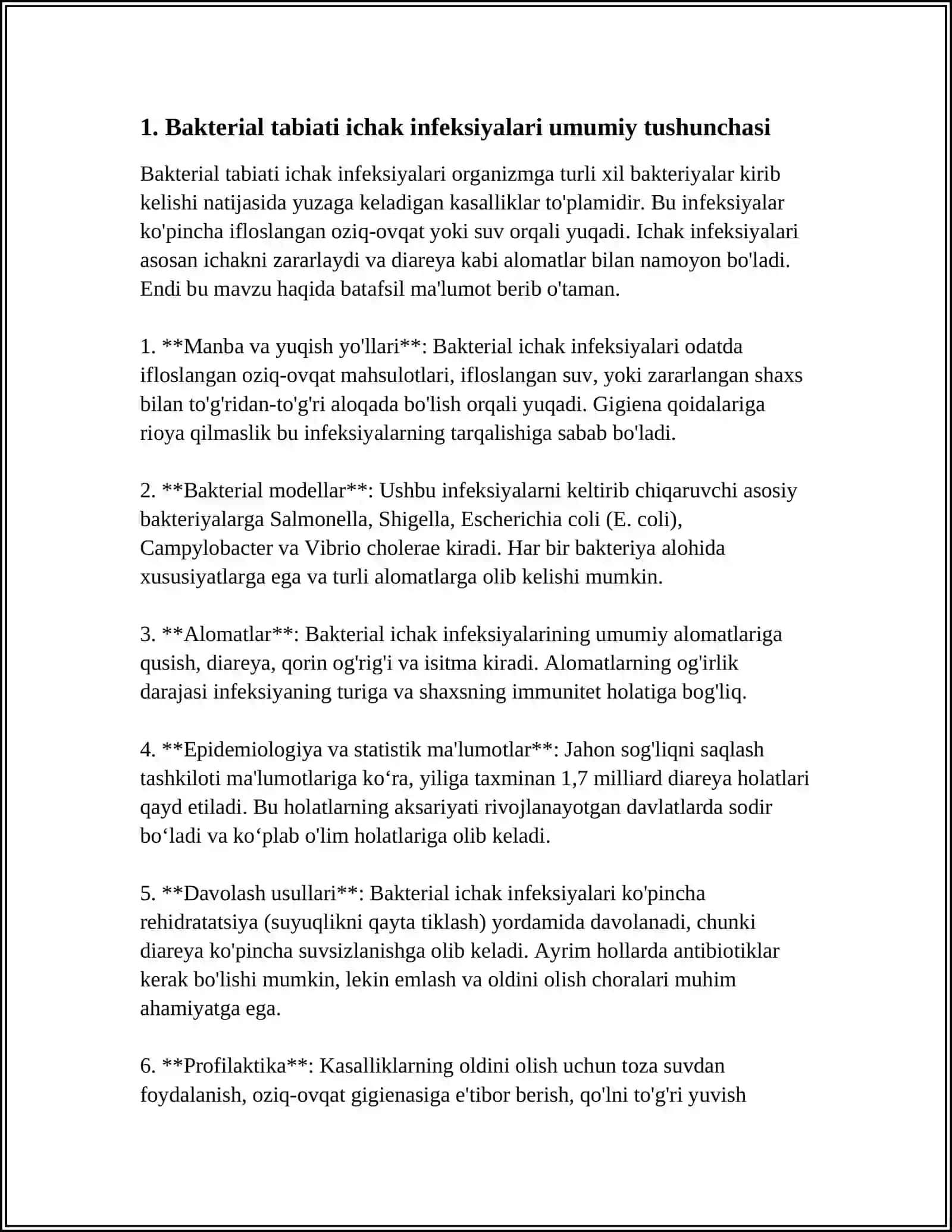 BAKTERIAL TABIATI ICHAK INFEKSIYALARI QUZGATUVCHILARI, SHEGELLIYOZLAR, VABO 3