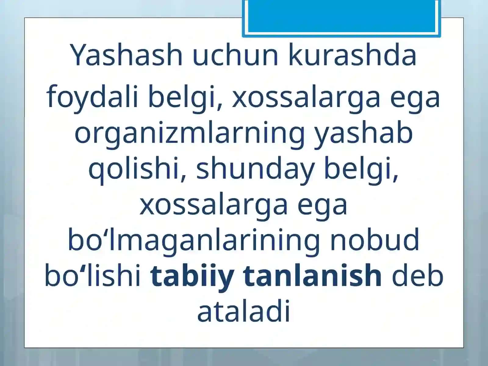 TABIIY TANLANISH VA UNING TURLARI 3