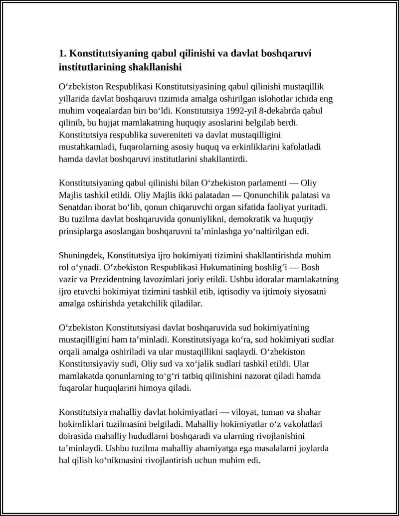 MUSTAQILLIK YILLARIDA DAVLAT BOSHQARUVI TIZIMIDA AMALGA OSHIRILGAN ISLOHOTLAR 3