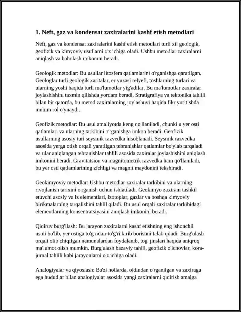 NEFT, GAZ VA KONDENSAT ZAXIRALARI HAQIDA 3