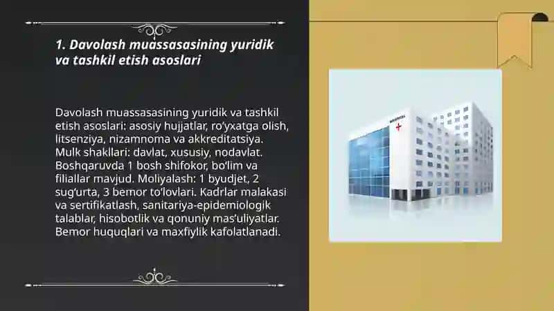 Davolash muassasalarining faoliyatini tashkil etish 3
