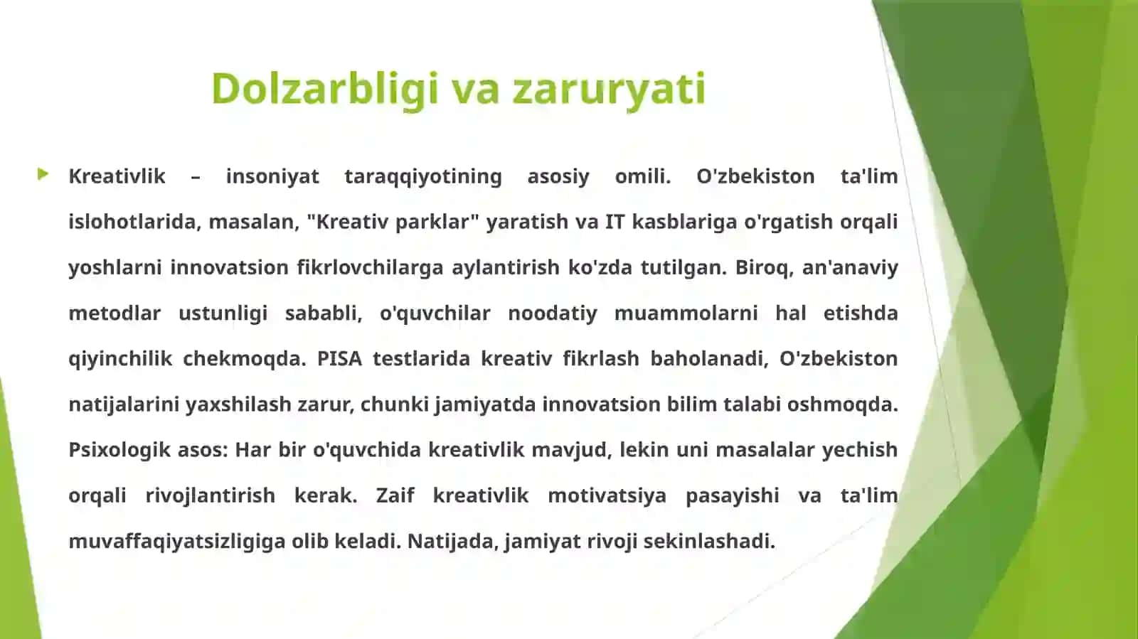 Maktabo'quvchilarining kreativligini masalalari yechish 3