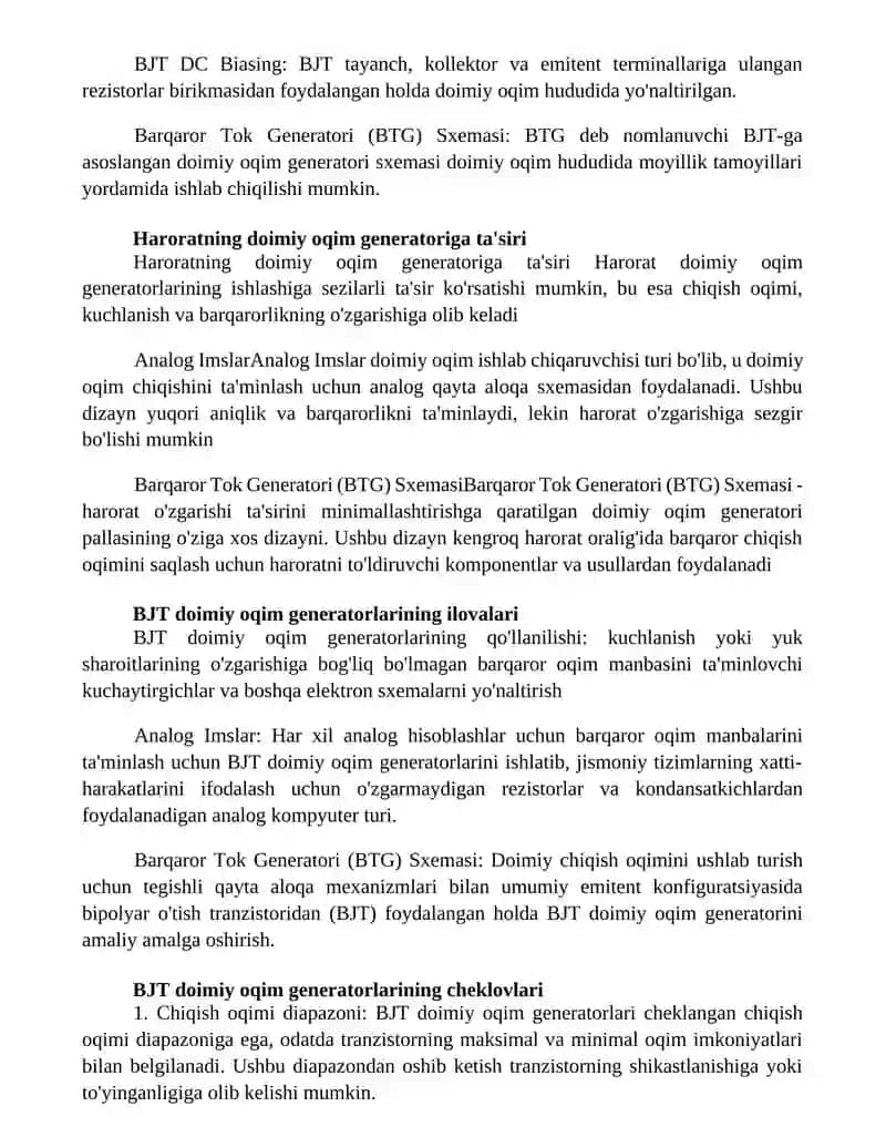 Barqaror Tok Generatori (BTG) Sxemasi 3