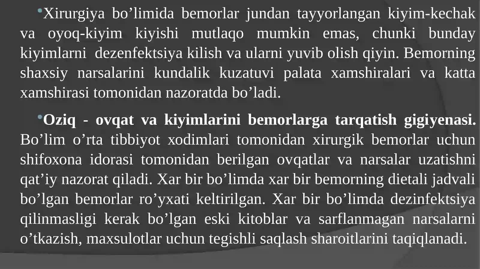 Xirrurgiya bolimida sanitar–epidemiologik gigiyenasi 3