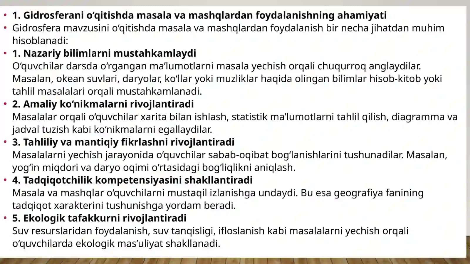YERNING SUV QOBIG'INI O'QITISHDA MASALA VA MASHQLARDAN FOYDALANISH USULI 3