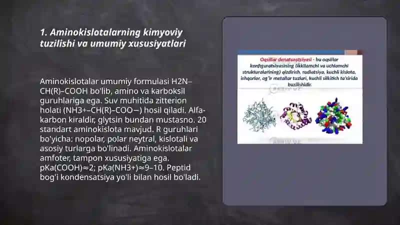 Aminakislatalar. Tuzilishi xosallari va biologik vazifalari 3