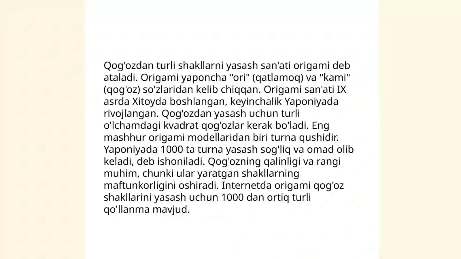Boshlang'ich sinf texnologiya (1-2-3-4 sinflar) darslari uchun ishlanmalar tayyorlash 3