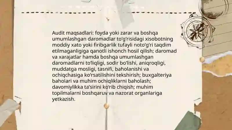 Foyda yoki zarar va boshqa umumlashgan daromadlar to'g'risida xisobot auditi 3
