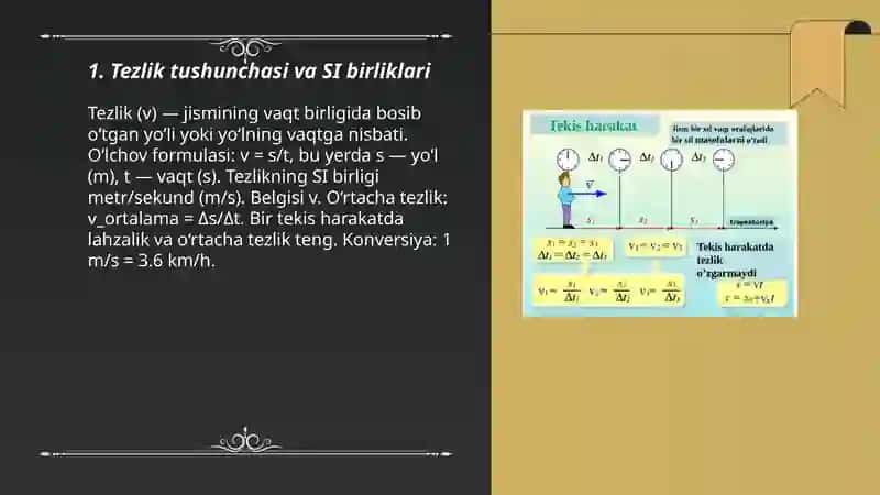 Tezlik - oʻrtacha va bir tekis harakat 3
