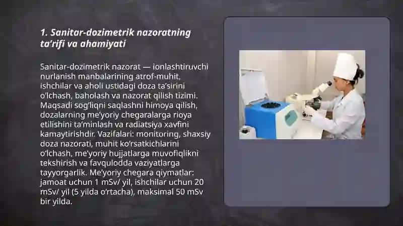 Sanitar-dozimetrik nazorat haqida tushuncha 3
