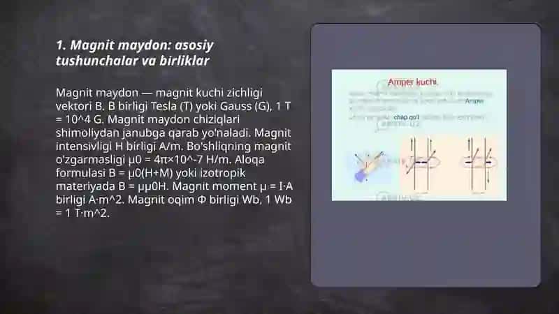Magnit maydon Bio-Savar-Laplas qonuni Amper kuchi 3