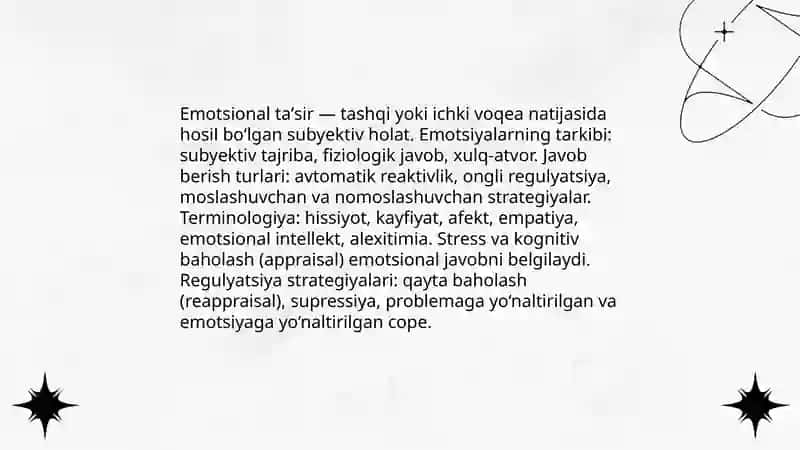Emotsional taʼsirlarga javob berish va uning har xil turlari xarakteristikasi 3