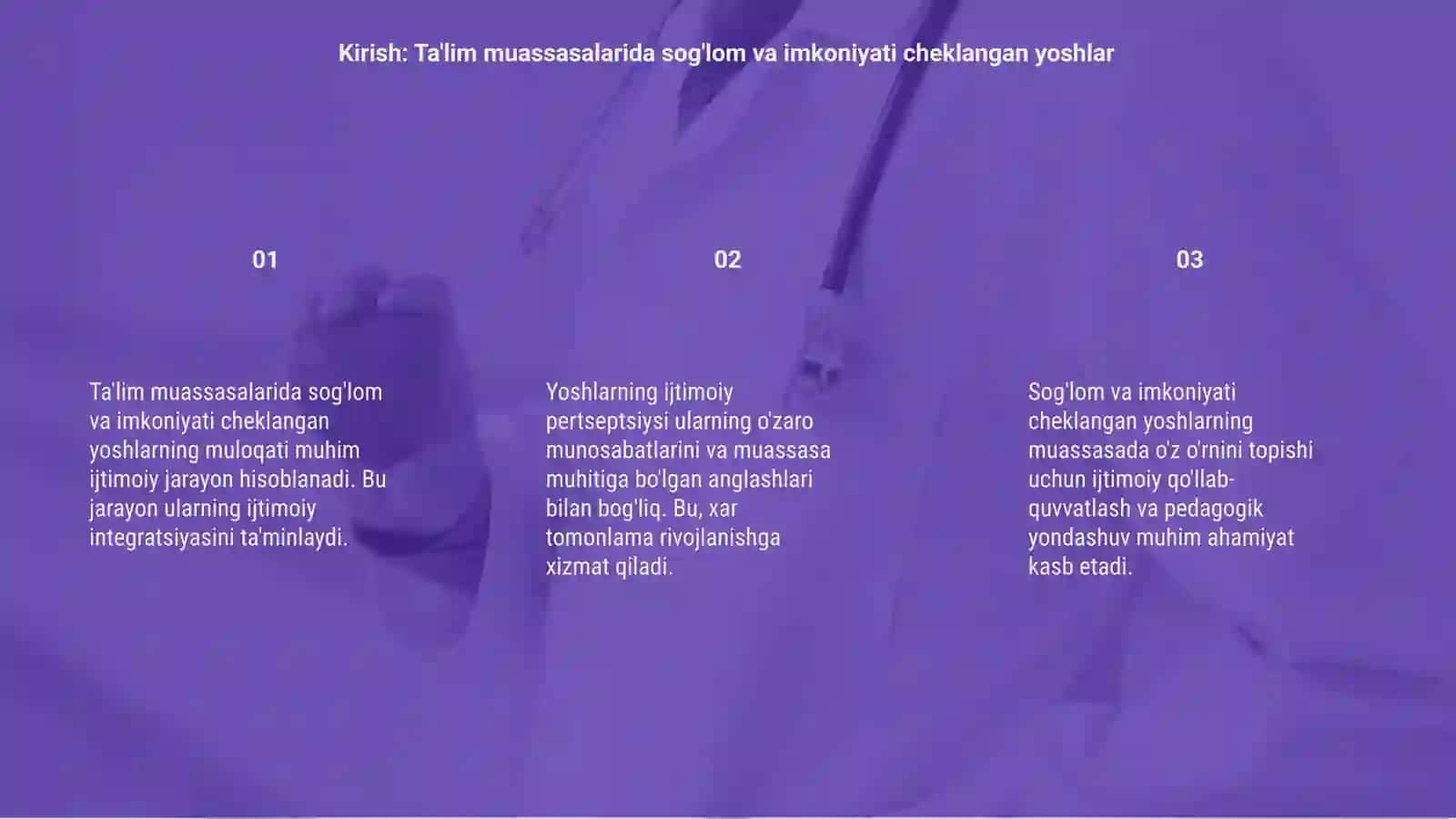 Ta'lim muassasalarida sog'lom va imkoniyati cheklangan yoshlar o'zlar muloqatining ijtimoiy pertseptsiya 3