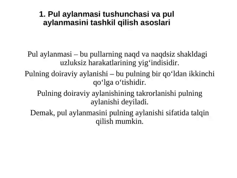Pul aylanmasi va uning tarkibi 3